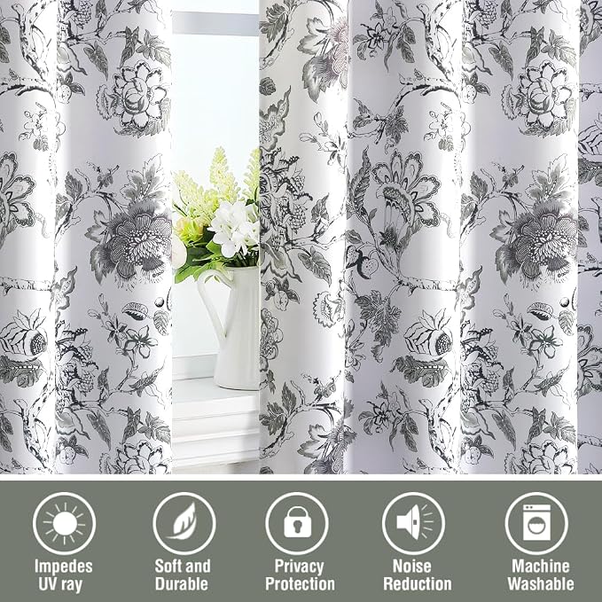 H.VERSAILTEX Blackout Curtains 108 Inch Length 2 Panels Set Floral Print - Image 7