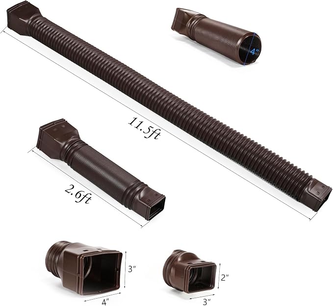 plusgutter 11.5ft Long Gutter Downspout Extensions Flexible, Down Spout Drain - Image 6