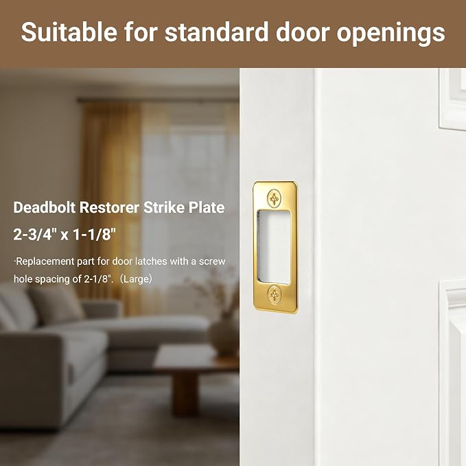 Deadbolt Restorer Strike Plates Narrow Side and Large Hole, Round Corner | - Image 6