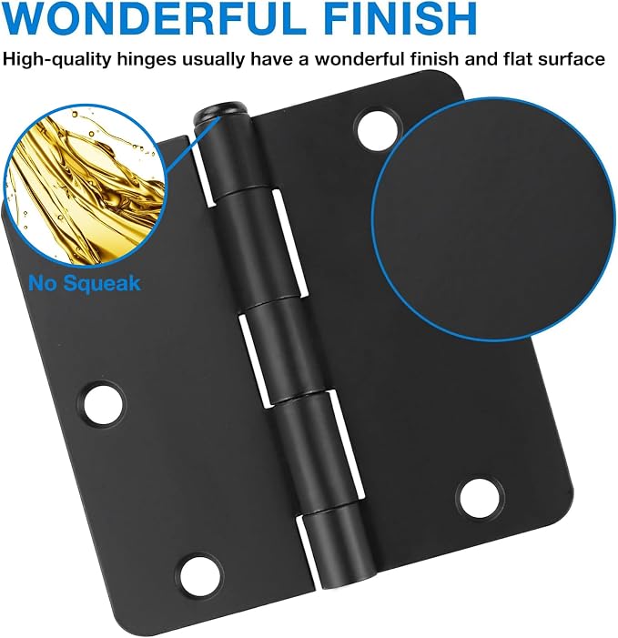 12 Pack Black Door Hinges Black Matte Black Hinges - Image 3