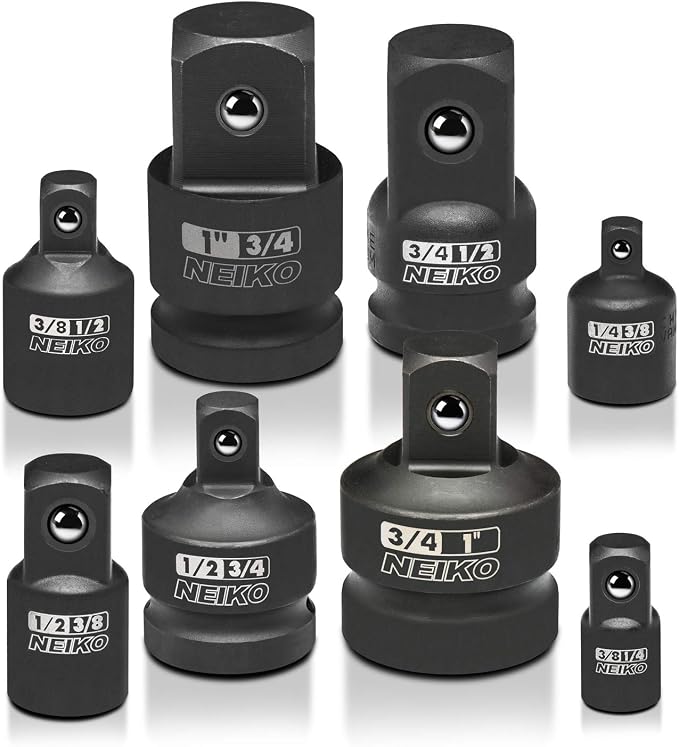NEIKO 30223A 8 PC Impact Socket Adapter Set, Standard SAE Size, Cr-V Steel by NeikoTools