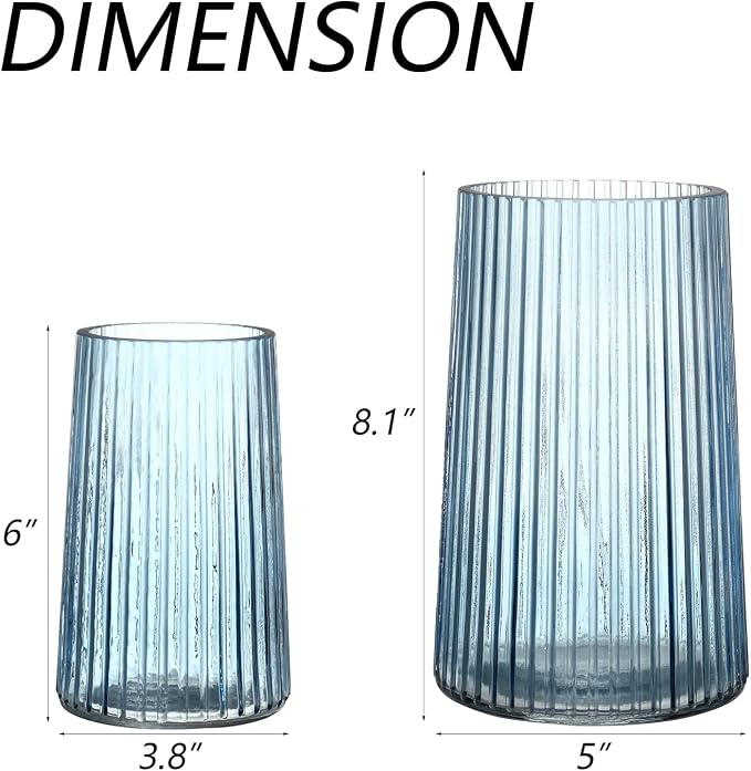 Ribbed Flower Vases Set of 2, Flower Vase - Image 6