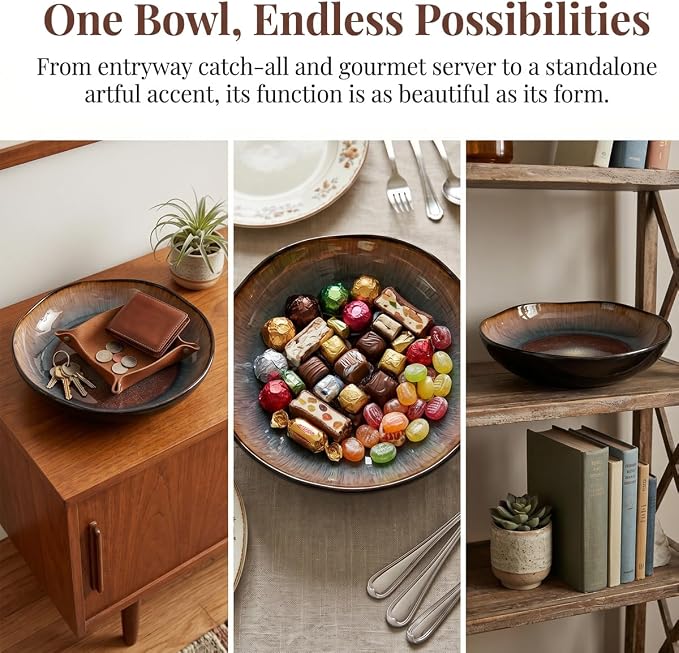 Decorative Bowls Large Ceramic Bowl fruit bowl，front entryway bowl | Irregular - Image 5