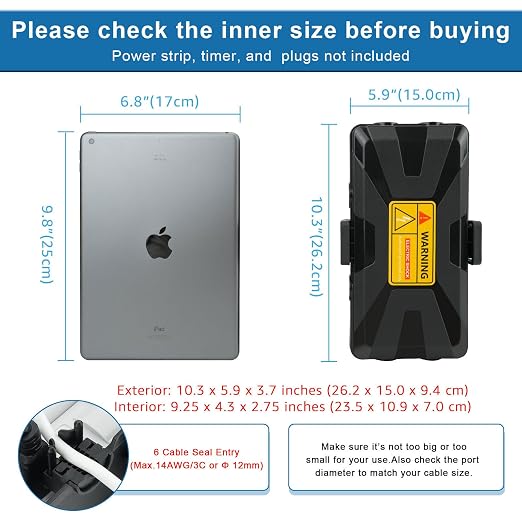 Medium Outdoor Waterproof Electrical Box, Extension Cord Box - Image 4