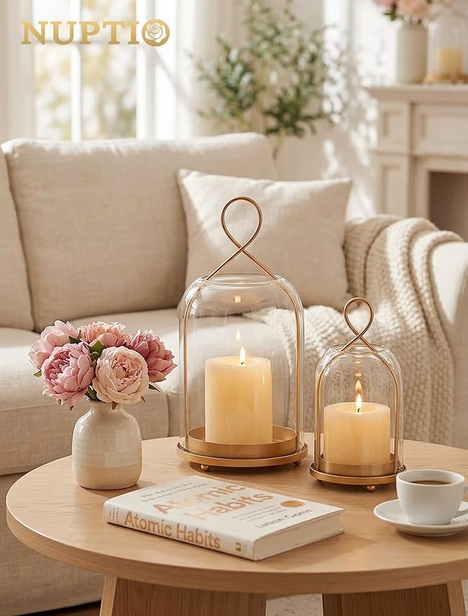 NUPTIO Glass Lanterns Decorative Outdoor, Table Centerpiece - Image 3