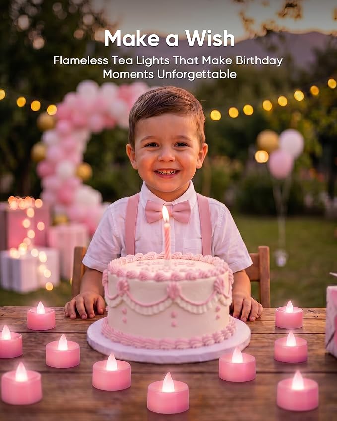 Homemory 24-Pack Pink Flameless Battery Tealight Candles, 200+ Hours | - Image 5