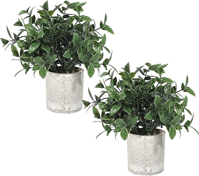Velener 2 Pcs Small Fake Plants Eucalyptus, Artificial Plants Indoor by Velener