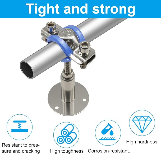 304 Stainless Steel Ceiling Mount Pipe Support Bracket, - Image 2