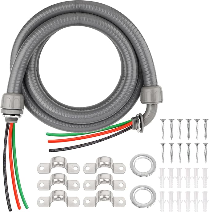 10FT Liquid-Tight Conduit Kit, 1/2" Pre-Wired Electrical Whip by XRDS-RF