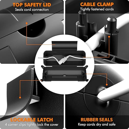 RESTMO 2 Pack Outdoor Extension Cord Cover, IP44 Waterproof Electrical Box | - Image 3