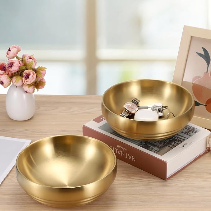 7.4" Gold Decorative Bowl, 2 Packs Key Bowls - Image 2