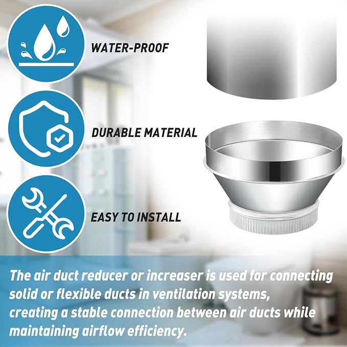 1 Pcs 12 Inch to 8 Inch Duct Reducer Increaser | Galvanized Steel Air Duct - Image 5