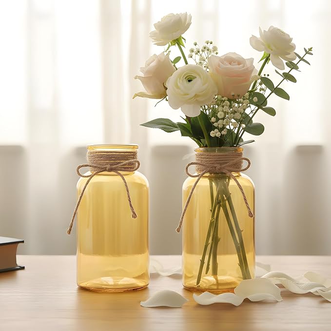 12 Pack Mason Jar Vases for Centerpieces, Wide Mouth Mason Jars - Image 3