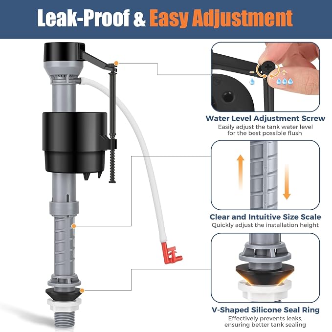Universal Toilet Fill Valve Replacement Kit, Toilet Repair Kit Inside Tank - Image 9
