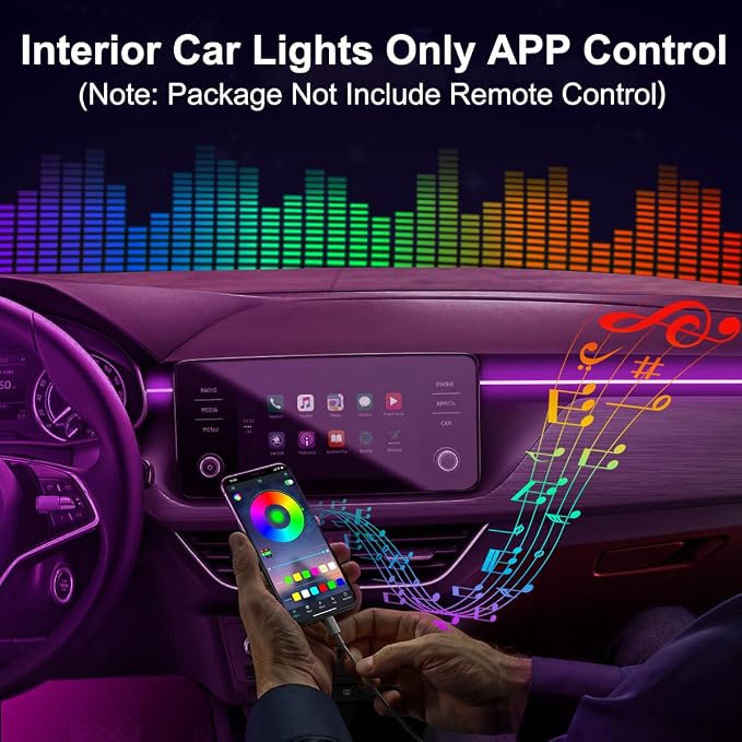 Interior Car LED Lights, 5 in 1 RGB Car Ambient Lighting Kit, APP Control | 275 - Image 3