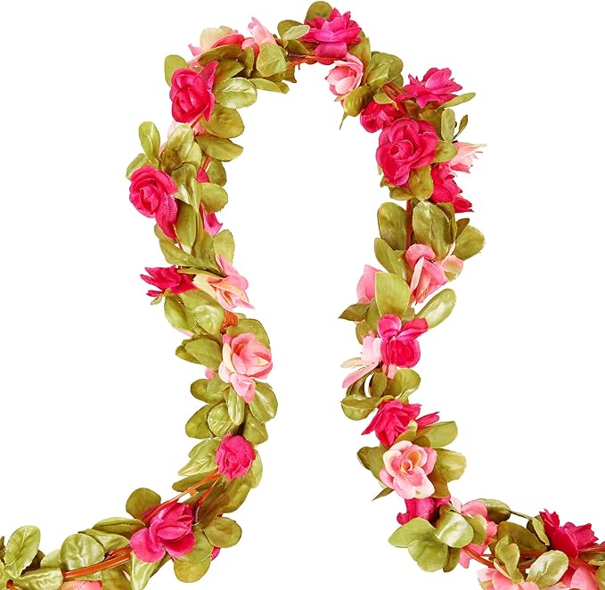 6Pcs x 8.2FT Artificial Flower Garland Rose Vine Decor, Fall Purple Flower | - Image 8