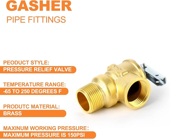 GASHER 1PCS Brass Temperature Pressure Relief Valve - Image 5