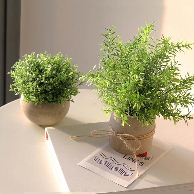 4 Pack Small Potted Eucalyptus Fake Plants - Image 7