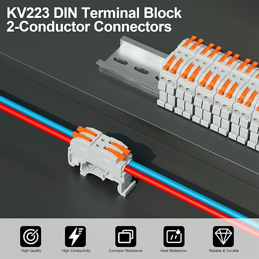 5Pcs DIN Terminal Blocks, 2 Conductor Splicing Connectors | 2 Conductor Compact - Image 2
