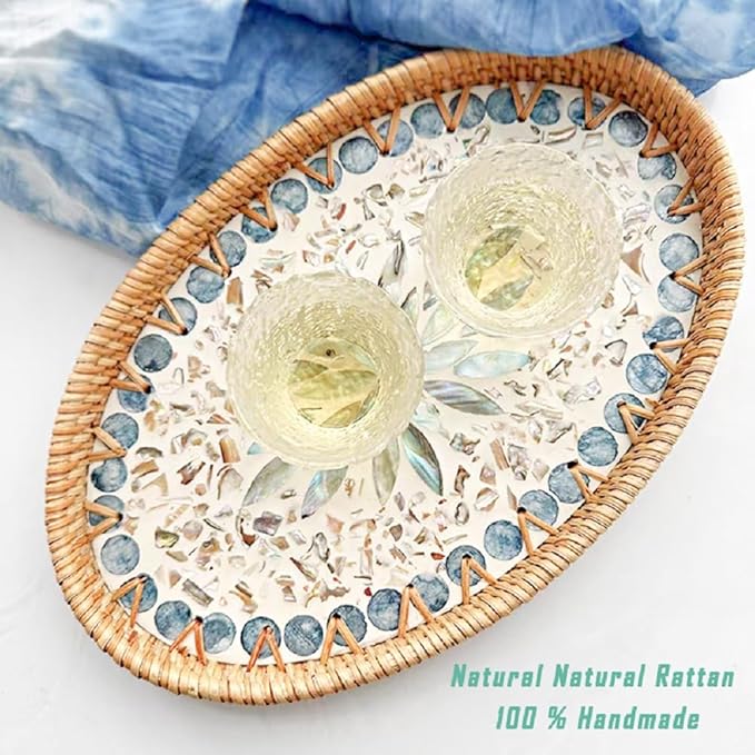 14.5 Inch Serving Tray for Coffee Table Ottoman Décor Tray for Living Room | - Image 3
