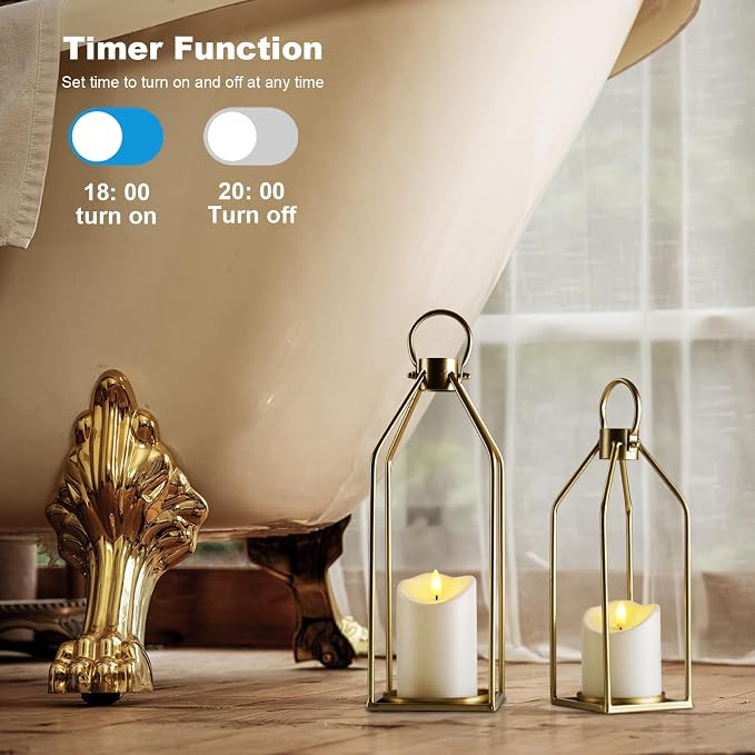 Homemory Modern Farmhouse Gold Metal Lanterns 2PCS - Image 2