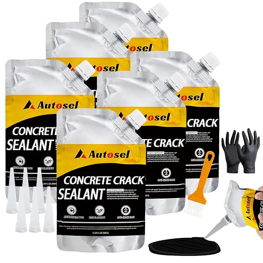 6 Pack Concrete Repair Filler – Heavy-Duty Cement Crack Filler by AutoselHomeSolutions