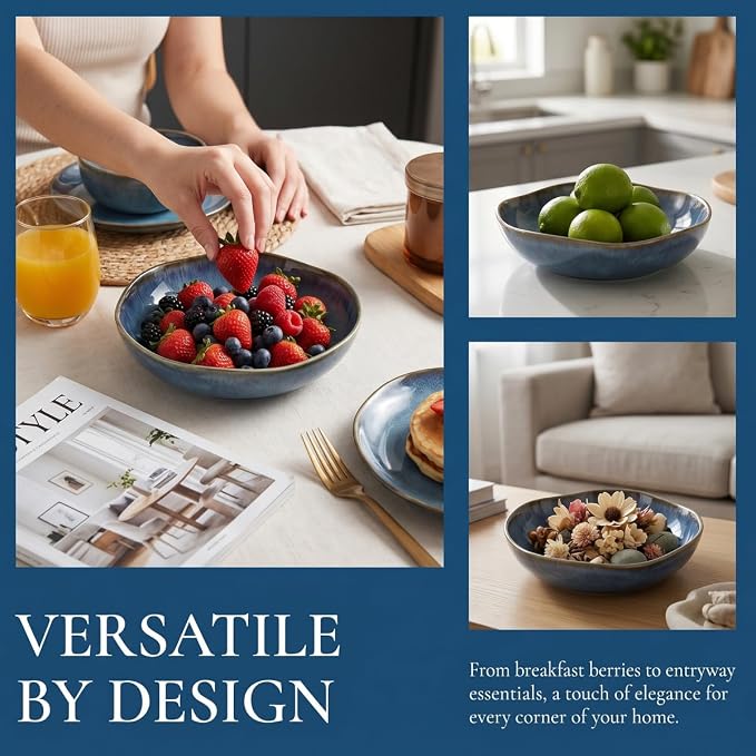 Decorative Bowls Large Ceramic Bowl fruit bowl，front entryway bowl | Irregular - Image 8