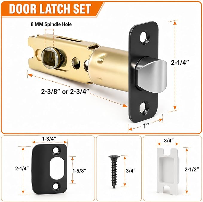 Adjustable Door Latch Replacement 2-3/8'' or 2-3/4'' Door Lock Replacement - Image 2
