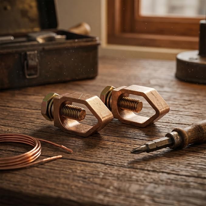 2 Pack Copper Ground Rod Clamp, Copper Mechanical Connectors - Image 4