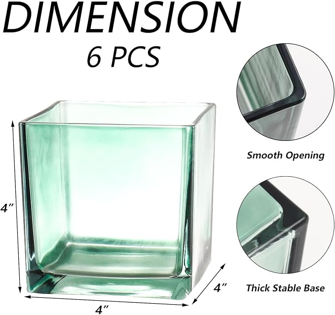 Square Glass Vases Set of 6, Small Vase - Image 6