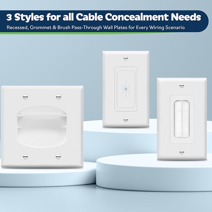 TOPGREENER 1-Gang Flexible Rubber Cable Pass-Through Wall Plate, wall-mount TVs - Image 7