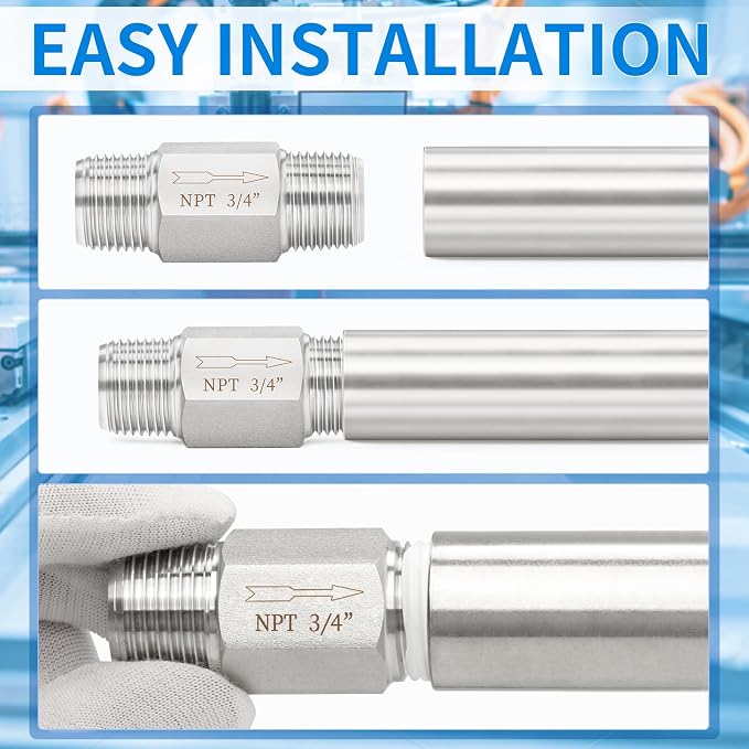 ChillWaves 304 Stainless Steel In-Line Siamese Check Valve 3/4" NPT Male Thread - Image 7