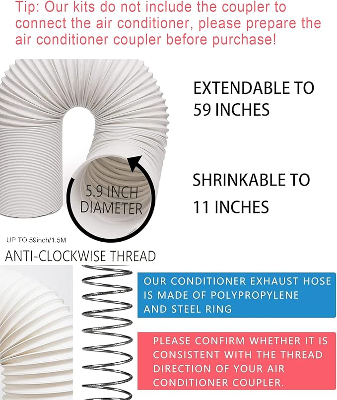Portable AC Window Vent Kit, Adjustable Vertical/Horizontal Sliding Window Kit - Image 2