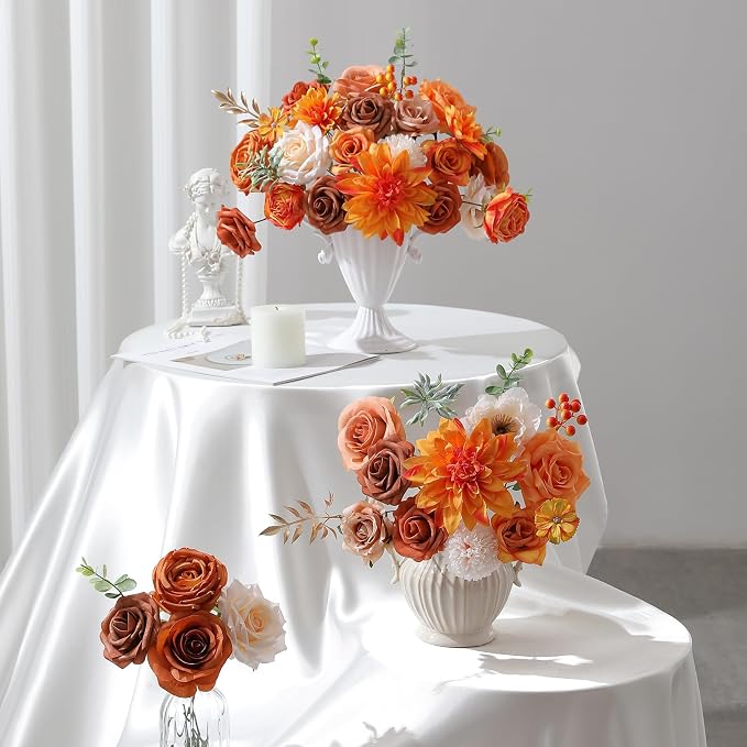 Artificial Flowers Fake Rose Flowers Dahlia - Image 3