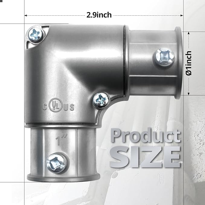 1" 90 Degree Inside Corner Pull-Elbow, EMT Fitting, 10 Pack | Zinc Die-Cast Body - Image 2