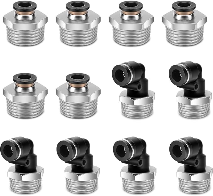 CNAODUN 12 Pcs Push to Connect Fittings 1/4 Inch Tube OD x 1/2 Inch NPT Thread by CNAODUN