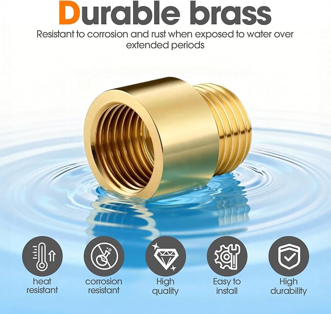 2 Packs of Brass Pipe Fittings, 1/2 inch NPT External Thread to Internal Thread - Image 4