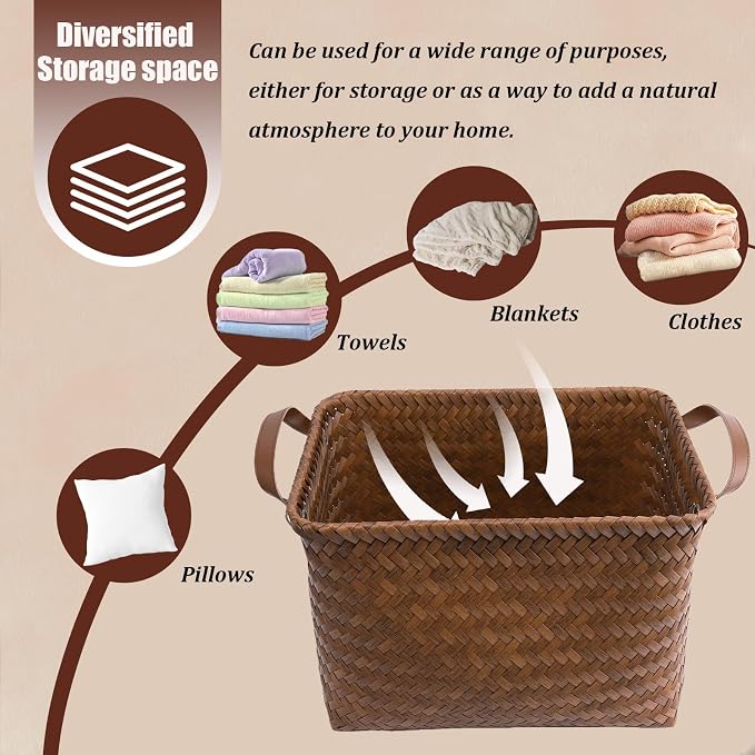 BROWNLILY Handwoven Clothes Basket Laundry Hampers Large Wicker Storage Baskets - Image 5