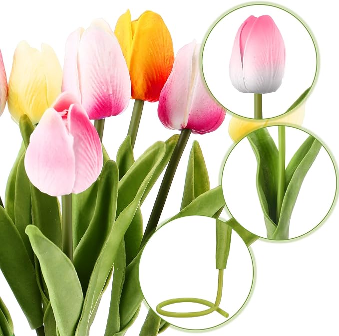 Janinka 100pcs Artificial Tulip Flowers Fake PU Tulips Faux Latex Bouquet - Image 6