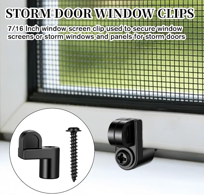 12Pcs Screen Door Clips with Screws, 3/8 Inch Storm Door Clips | Black Window - Image 7