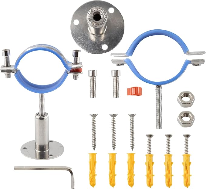 304 Stainless Steel Wall Mount Ceiling Mount Pipe Supports, Adjustable Pipe - Image 3