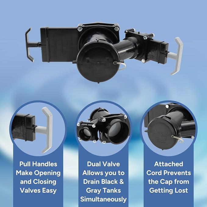 RecPro RV Dual Waste Water Valve | Black and Gray Tanks, ABS Plastic, Made in - Image 4