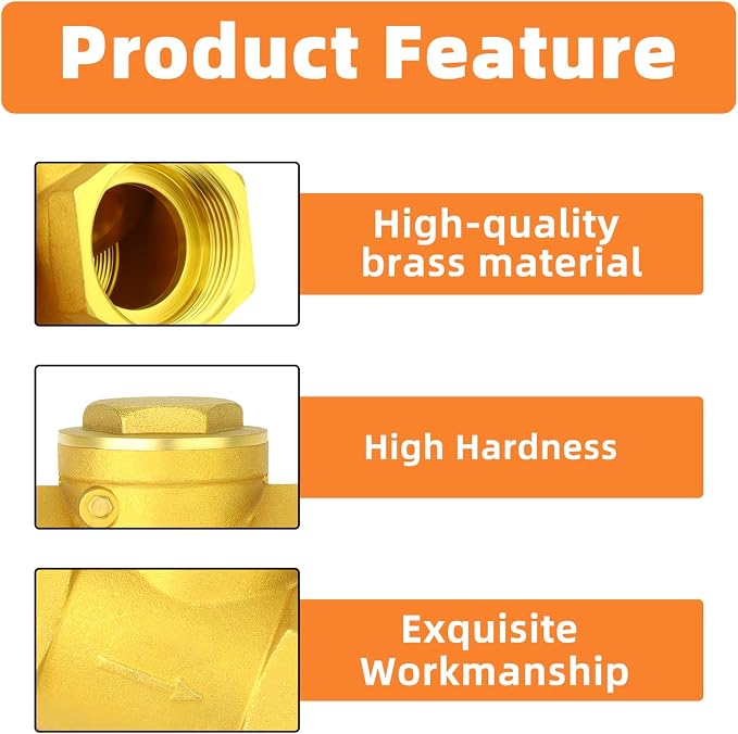 GASHER 1PCS Brass Swing Check Valve 1-1/2" Female Thread, Backflow Prevention - Image 5