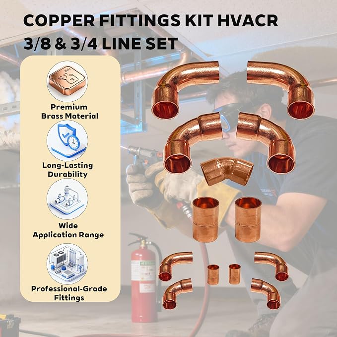 3/8 & 3/4 HVAC Copper Fittings Kit - Image 4