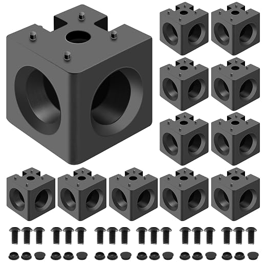 12pcs 3030 3-Way Corner Cube 3030 Extrusion Hardware Black | T-Slot V-Slot by SeekLiny