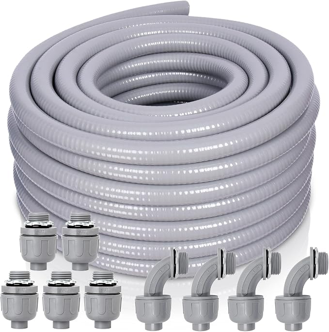 1 Inch 50 FT Non Metallic Liquid-Tight Conduit and Connector Kit by Feotech