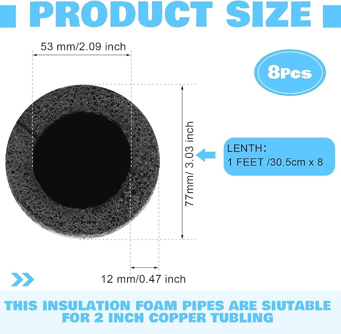 8 Pcs 1 Feet Foam Pipe Insulation Foam Tube Insulating Water Pipe Pool Swim - Image 2