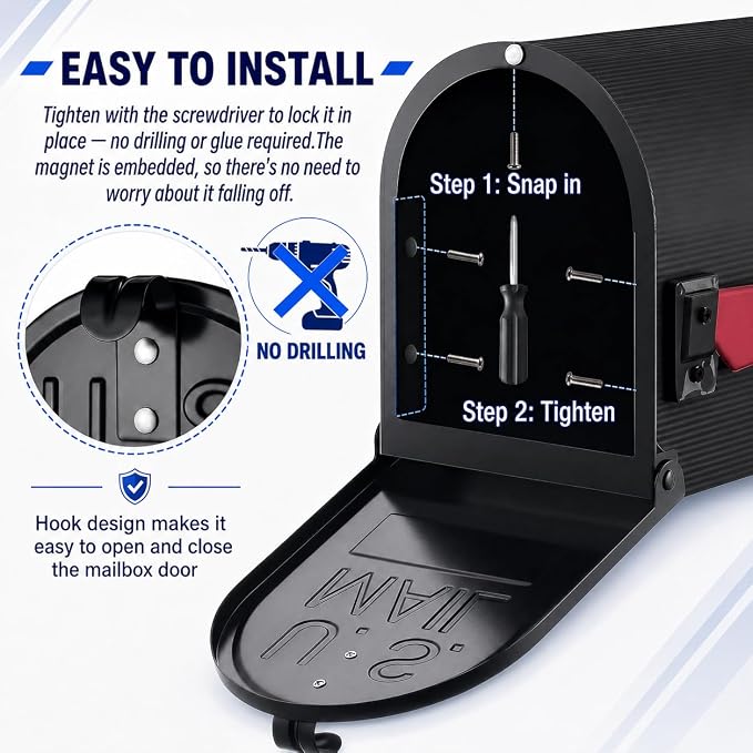 Mailbox Door Replacement Panel 8" W x 10" H, No-Drill Repair Kit - Image 9