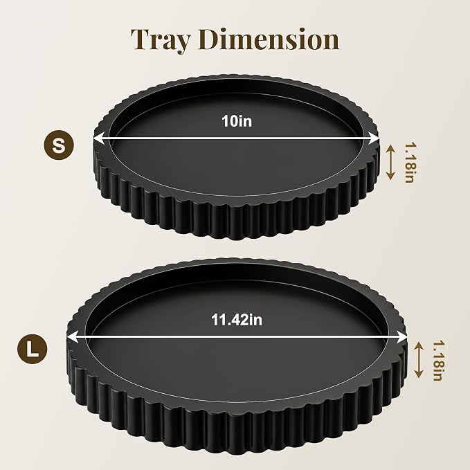 FGU 2 Pack Round Wood Decorative Trays - Image 2
