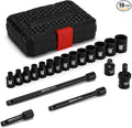 EMENTOL 1/4 Inch Drive Magnetic Impact Socket Set, 19-Piece Metric, 6 Point by EMENTOL